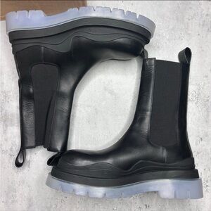 Bottega Tire 44 Men Black Leather Boots